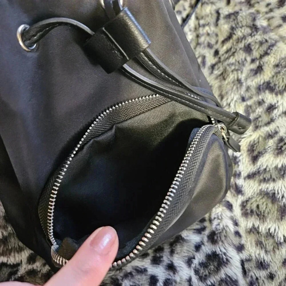 GAP | Black Nylon Vegan Leather Drawstring Mini Bucket  Bag - NWOT - Picture 9 of 12